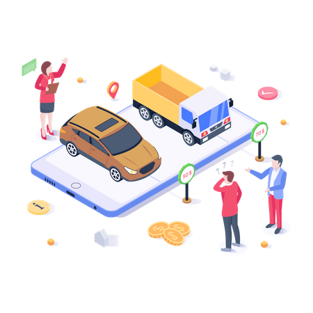 Rental Car  Illustration