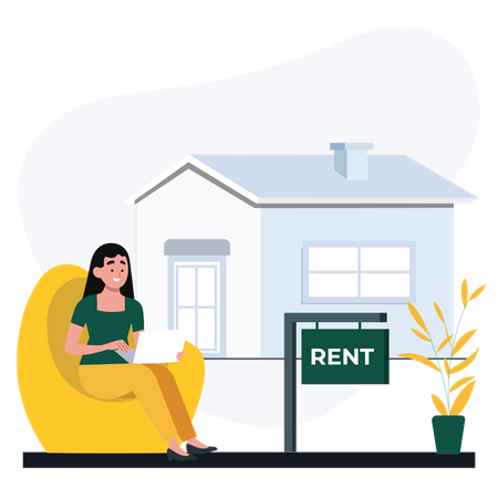 Renting house online  Illustration
