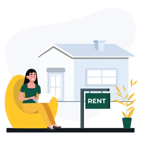 Renting house online  Illustration