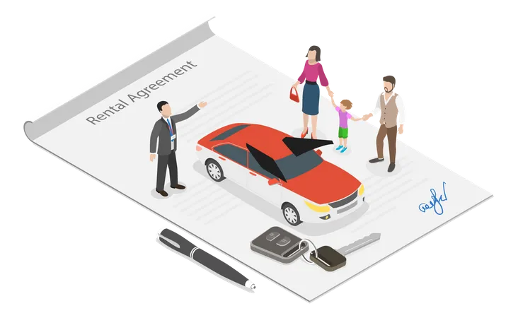 Renting Vehicle Illustration