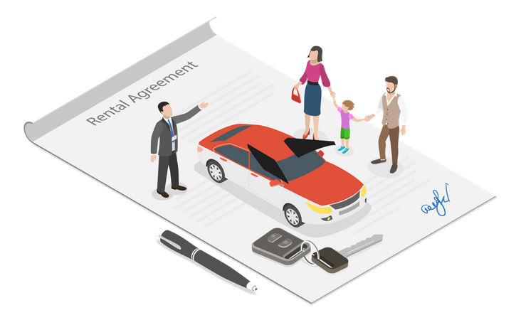 Renting Vehicle  Illustration
