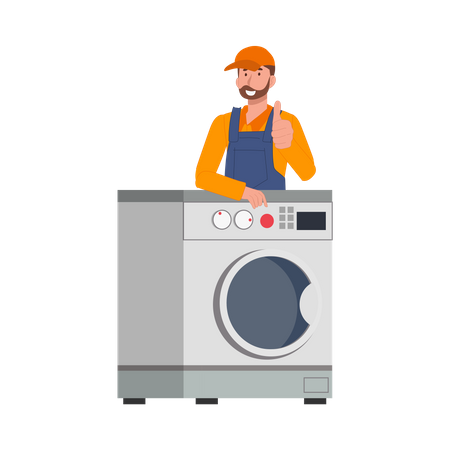 Repair and warranty service of washing machines Illustration