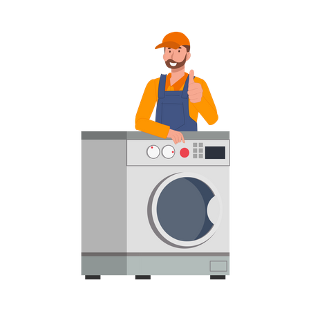 Repair and warranty service of washing machines  Illustration