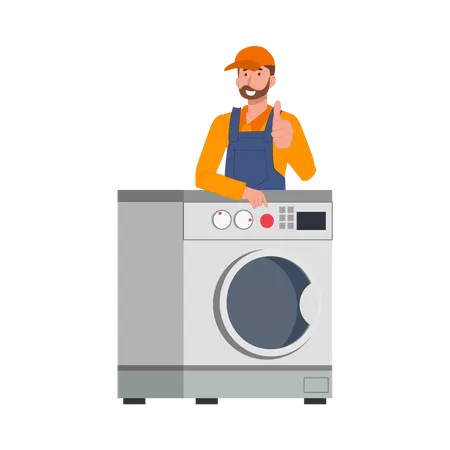 Repair and warranty service of washing machines  Illustration