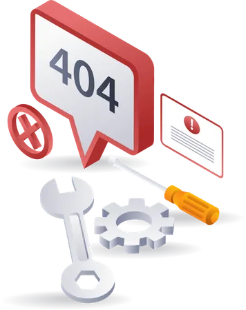 Repair internet warning error code 404  Illustration