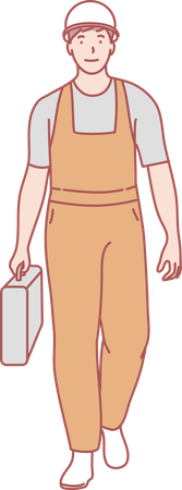 Repair man holding tool kit  Illustration
