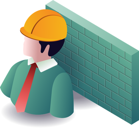 Repair man with firewall  Illustration