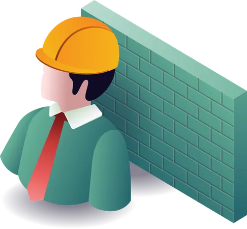 Repair man with firewall  Illustration