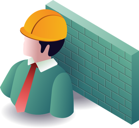 Repair man with firewall  Illustration
