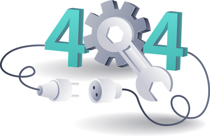 Repair process for error code 404 in internet technology  Illustration