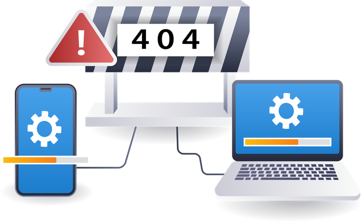 Repair warning error code 404  Illustration