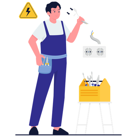 Repair worker doing Electrical Repair  Illustration