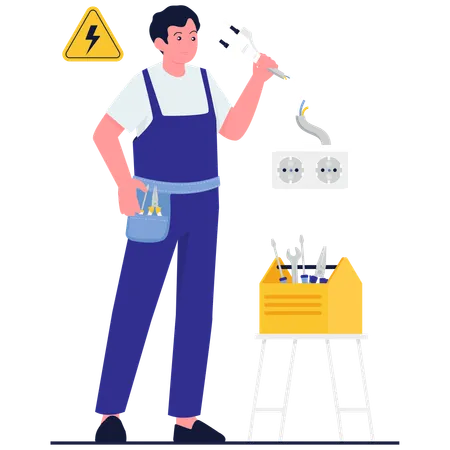 Repair worker doing Electrical Repair  Illustration