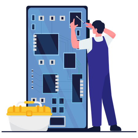 Repair worker working on Chipboard Maintenance  Illustration