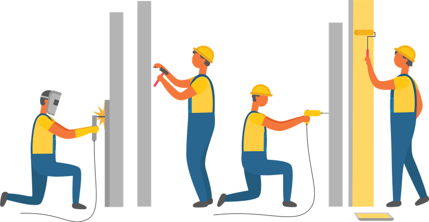 Repair Works Drilling and Painting  Illustration
