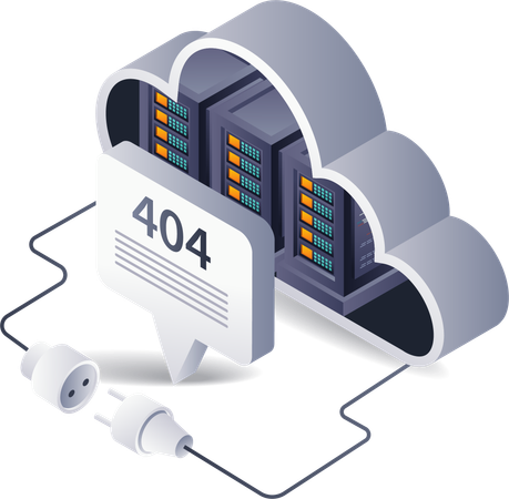 Repairing error code 404 on the cloud server  Illustration