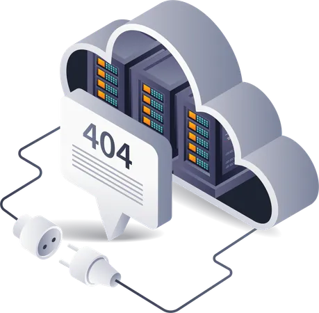 Repairing error code 404 on the cloud server  Illustration