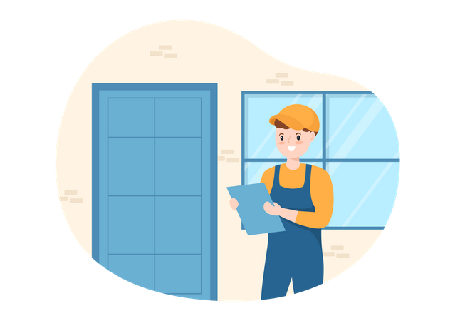 Repairman checking installation work  Illustration