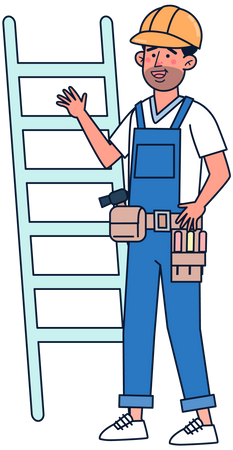 Repairman climbing ladder Illustration
