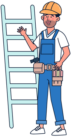 Repairman climbing ladder  Illustration