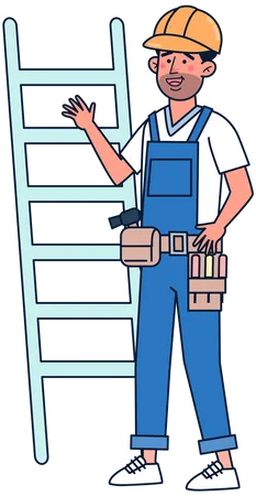 Repairman climbing ladder  Illustration