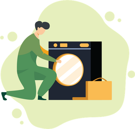 Repairman Fixing Machine  Illustration