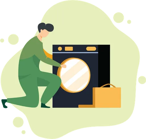 Repairman Fixing Machine  Illustration