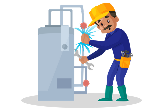 Repairman fixing pipe  Illustration