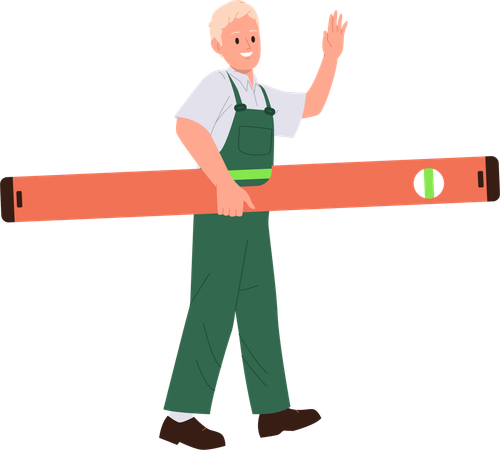 Repairman holding level tool  Illustration