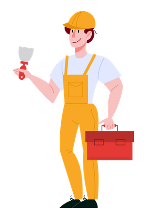 Repairman holding tool  Illustration