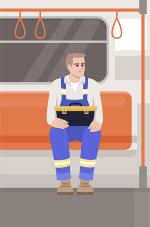 Repairman in train Illustration