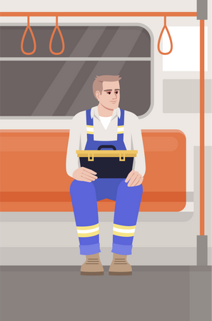 Repairman in train  Illustration