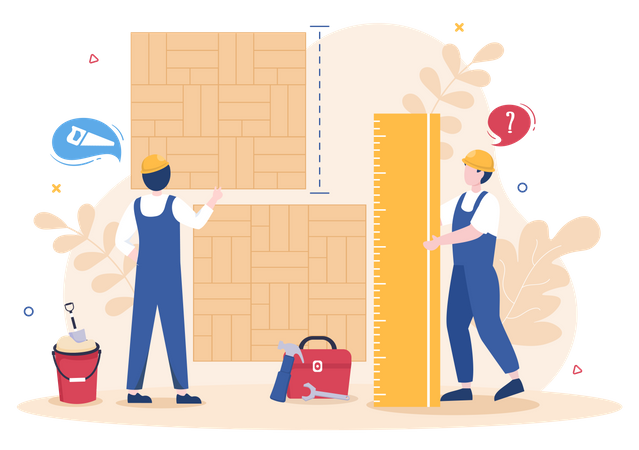 Repairman installing flood  Illustration