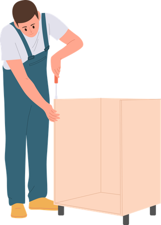 Repairman repairs closet  Illustration