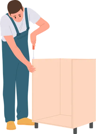 Repairman repairs closet  Illustration