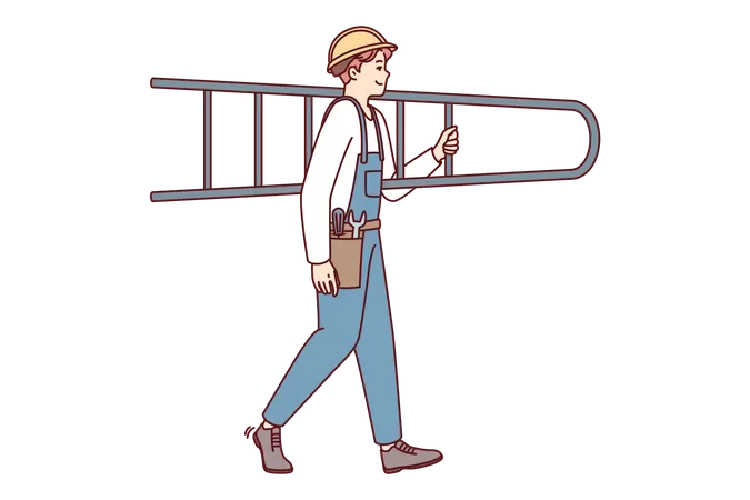 Repairman with ladder  Illustration