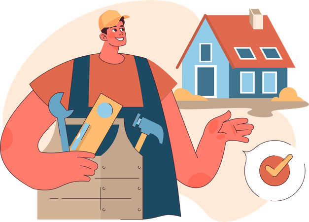 Repairmen working at construction site  Illustration