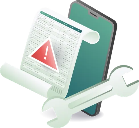 Advertencia sobre los detalles de la reparación de datos del teléfono inteligente  Ilustración