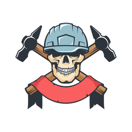 Reparador de esqueletos en casco con martillo  Ilustración