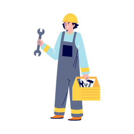 Reparador em fábrica de óleo com ferramenta  Illustration