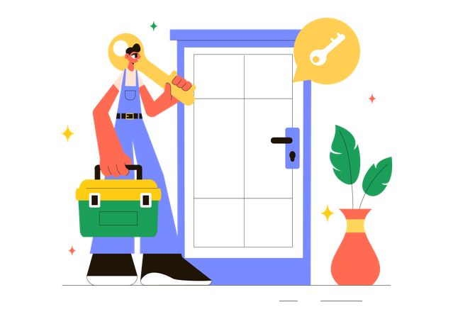 Reparador que va para el mantenimiento del hogar  Ilustración
