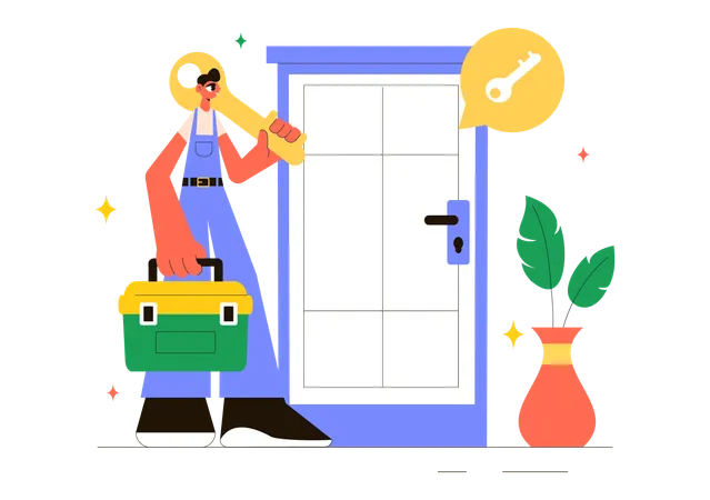 Reparador que va para el mantenimiento del hogar  Ilustración