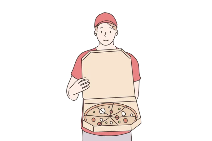 Repartidor de pizza  Ilustración