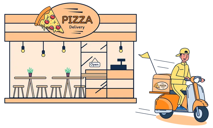 Repartidor de pizza  Ilustración