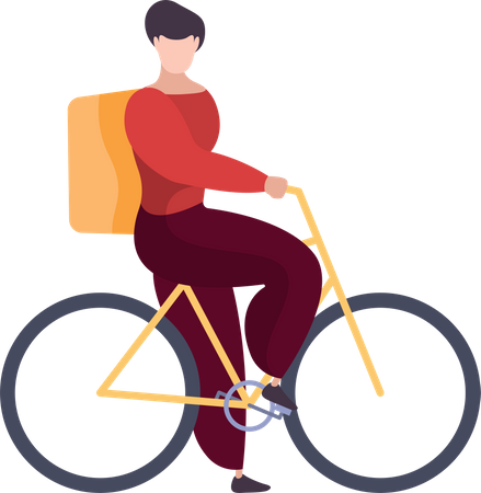 Repartidor montando bicicleta  Ilustración