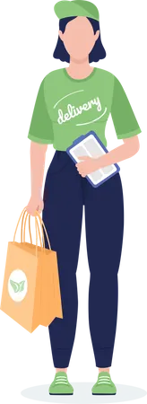 Mujer de entrega con bolsa ecológica  Ilustración