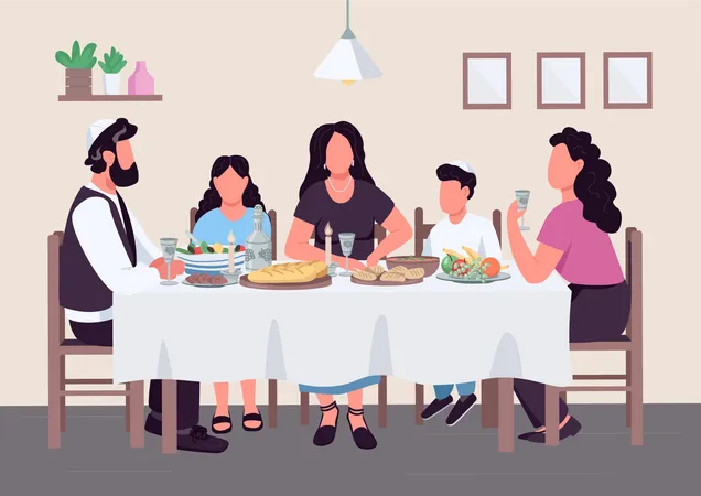 Repas de famille juive  Illustration