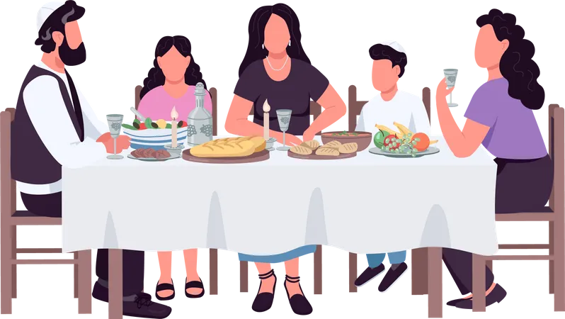 Repas de famille juive  Illustration