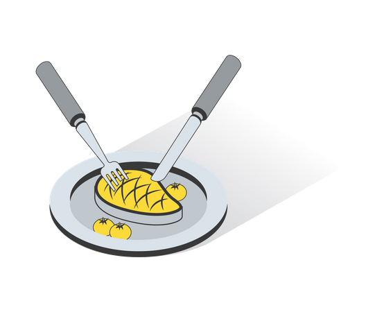 Repas de steak  Illustration