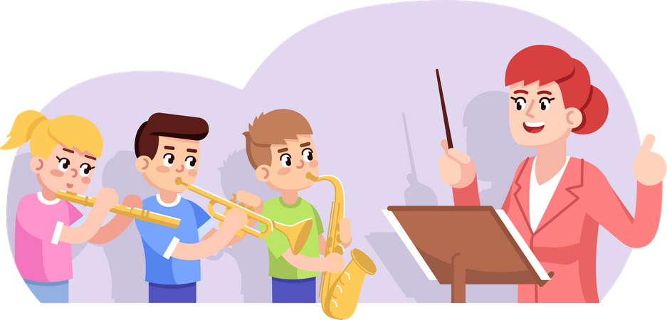 Répétition d'un orchestre d'enfants  Illustration